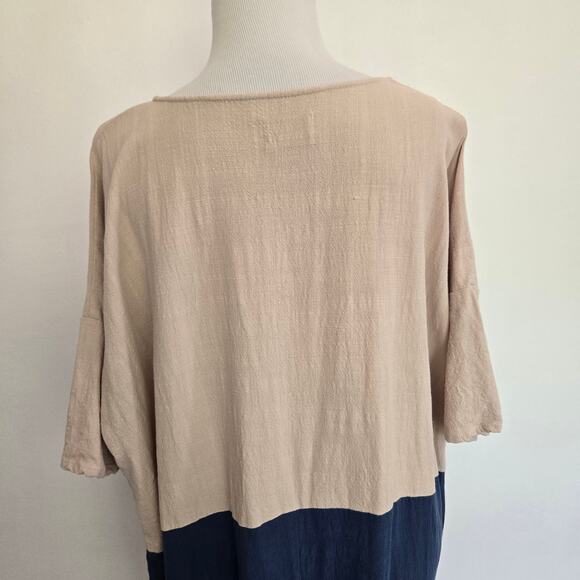 Jackson Rowe Rodina Dress Linen Blend Colorblock Lagenlook Coastal Women Medium - Picture 7 of 11